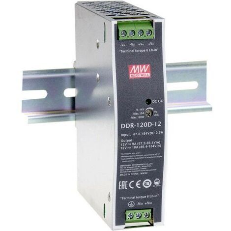 Mean Well DDR-120C-12 Convertisseur CC/CC pour rail (DIN) 12 V/DC 10 A 120 W Nbr. de sorties:1 x Contenu 1 pc(s) Q923192 (1/2)