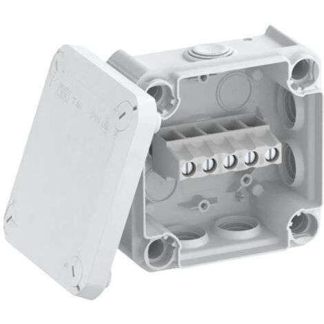 Obo Bettermann – Boîte de dérivation carrée 114 mm – IP66 – Montage mural ou plafond – 7 entrées – Insertion par l'arrière – Plastique sans halogène (1/3)
