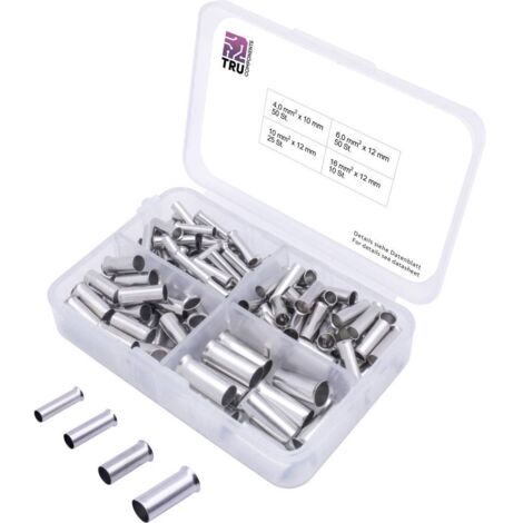 Assortiment d'embouts simples TRU COMPONENTS 4 mm² non isolé argent 135 pc(s) Q751002 (1/2)