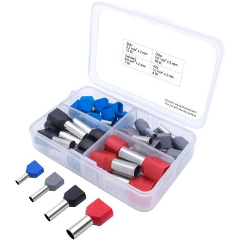 Assortiment d'embouts simples TRU COMPONENTS 2.5 mm² partiellement isolé bleu, gris, noir, rouge 36 pc(s) Q753752 (1/2)