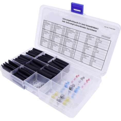 TRU COMPONENTS T1902CA001 Assortiment de gaines thermorétractables noir Taux de retreint:3:1 135 parties R628431 (1/2)