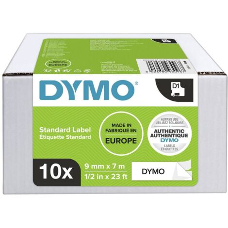 Ruban d'étiquetage jeu de 10 pack bundle DYMO D1 2093096 Couleur de ruban: blanc Couleur de police:noir 9 mm 7 m