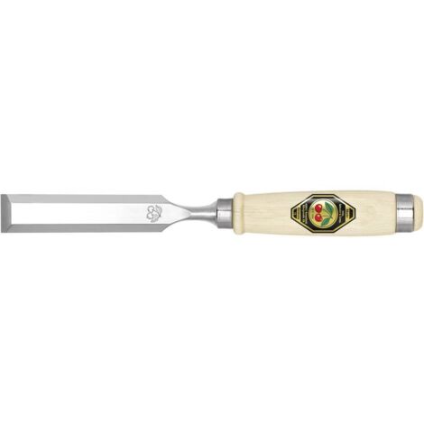 Ciseau à bois 20mm – Manche en hêtre blanc laqué – Lame en acier spécial – Pour façonnage d’arêtes et joints à rainure – Kirschen - 2VIROLES