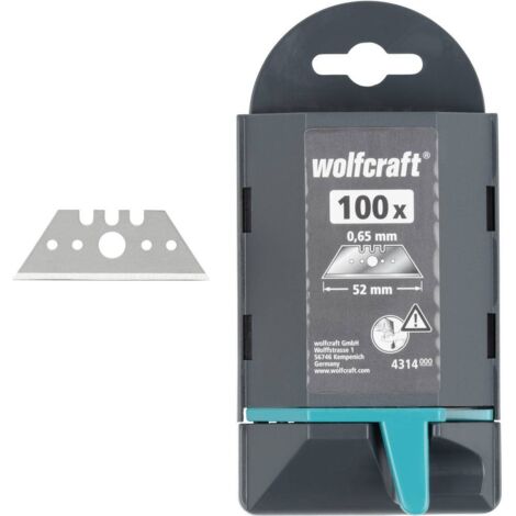 Wolfcraft 4314000-100 Lames Trapèzes Profi - 100 Lames De Rechange 52mm X 0,65mm En Distributeur