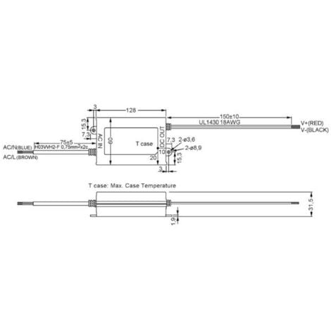 Driver LED Mean Well PCD-60-500B 65-115 V DC 500 mA