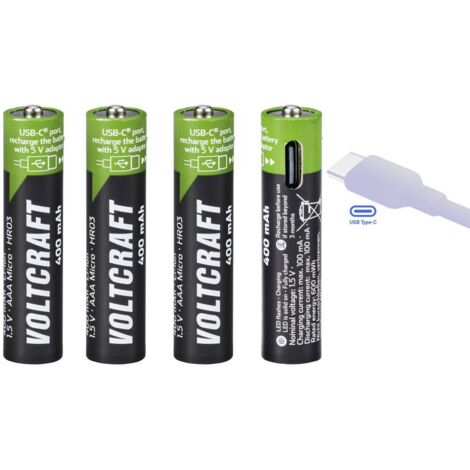 VOLTCRAFT VC-AAA400USB Batterie USB-C® Li-Ion 400 mAh 1.5 V 4 pc(s) C065782