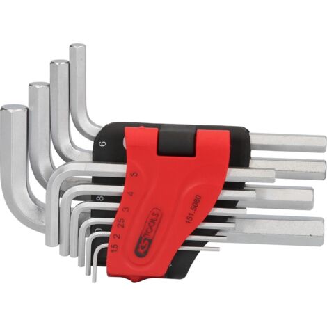 KS Tools 151.5080 6 pans intérieurs Jeu de clés mâles coudées 1.5 mm, 2 mm, 2.5 mm, 3 mm, 4 mm, 5 mm, 6 mm, 7 mm, 8 mm, (1/6)