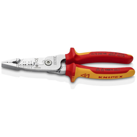 KNIPEX 13 76 200 ME Pince électrique 5 en 1 modèle métrique isolées par gaines bi-matière, certifiées VDE chromée 200 mm