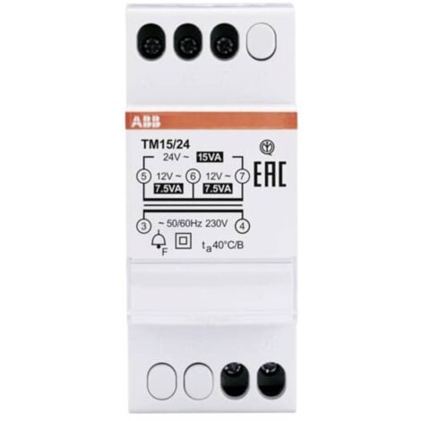 ABB – Transformateur pour tableau électrique 15VA – Tension 12-24V – Courant 1,25A – 2 modules – Pour installations électriques