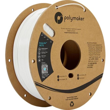 Polymaker PB01002 Filament PETG résiste à la chaleur, résistance élevée à la traction 1.75 mm 1000 g blanc PolyLite™ 1 pc(s) Q253383