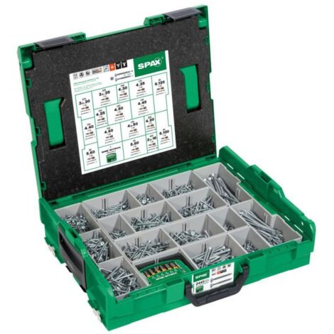 Spax – Assortiment de vis combinées 2445 pièces – Tête fraisée – Revêtement WIROX anticorrosion – Compatible avec L-BOXX - V896723