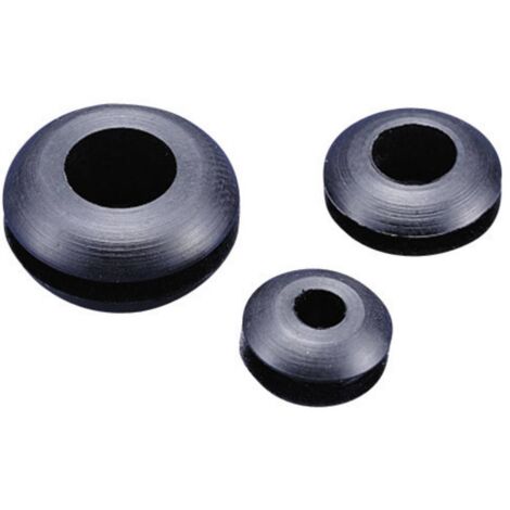 TRU COMPONENTS TC-GMR1006203 Passe-câbles ouvert Ø max. des bornes 6.4 mm Epaisseur de plaque (maxi) 1.7 mm PVC noir 100 pc(s) D739172