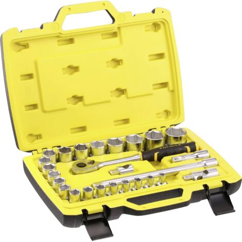 Stanley – Jeu de clés à douille 1/2" – Coffret 26 pièces avec cliquet réversible 120T – Douilles de 8 à 34 mm – FMMT826851 (1/5)