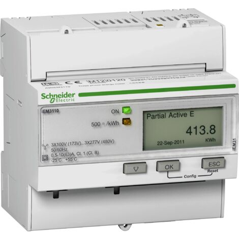 Schneider Electric – Compteur d'énergie Acti9 iEM3110 63A – MID – Énergie active classe 1 – Tension 100-277V – A9MEM3110 (1/6)