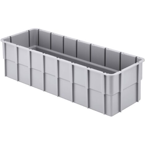 Alutec – Bac de rangement empilable 362 x 131 x 101 mm – Plastique gris – 1 pièce – Pour espaces confinés (1/2)
