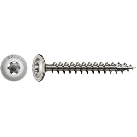 Spax HI.FORCE, 8 x 50 mm, 50 unités, Filetage total, Tête disque, T-STAR plus T40, 4CUT, Acier inoxydable inoxydable A2 - 0257000800505