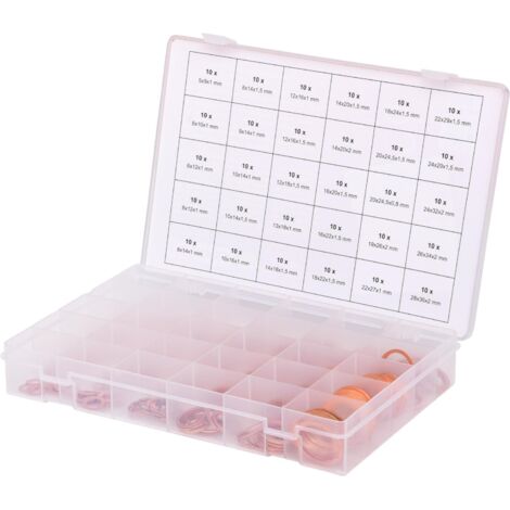 Ks Tools – Assortiment de joints toriques en cuivre x300 – Norme DIN 93 – Coffret plastique pour rangement – Filetage M5 - 28