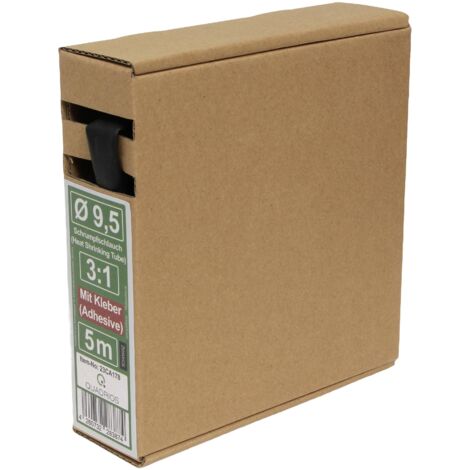 Quadrios 23CA178 Gaine thermorétractable avec colle noir 9.5 mm Taux de retreint:3:1 5 m (1/5)