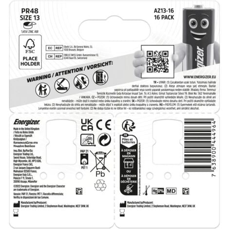 Pile bouton ZA 312 zinc-air Energizer 1.45 V 16 pc(s)