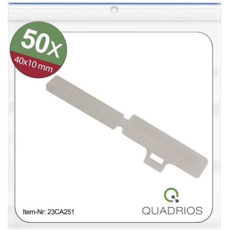Quadrios 23CA251 23CA251 Porte-étiquette Type de montage: pour collier serre-câbles Surface de marquage: 9.5 x 41 mm transparent Nombre de marqueurs V904063 (1/5)