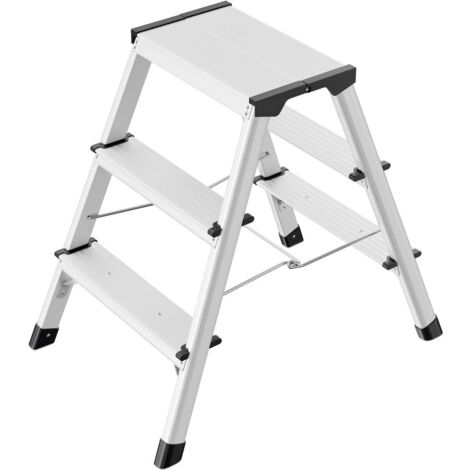 Hailo – Marchepied pliant double accès 2x3 marches en aluminium – Charge maximale 150 kg – Hauteur de travail 260 cm – Stabilité optimale