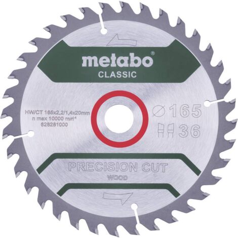 Metabo – Lame de scie circulaire 160 mm – Ø de perçage 20 mm – 36 dents WZ pour bois tendre et dur – Coupe nette et précise - 628713000 (1/2)