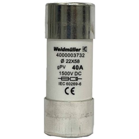 Weidmüller 4000003732 FUSE WSFL 22X58 40A 1K5V GPV Micro-fusible Contenu 10 pc(s) C327932 (1/2)