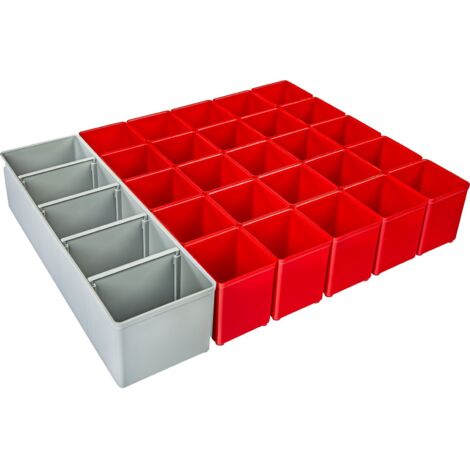 Coque à insérer 28 pièces pour i-BOXX 72 – 25 Insetbox A3 rouge, 1 Insetbox I3 gris avec 2 cloisons – Rangement outils optimisé – Bs Systems (1/4)