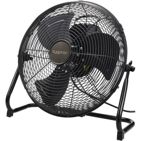 Sygonix – Ventilateur sur pied 60 W – Débit d'air 77,72 m³/min – 3 vitesses – Angle d'inclinaison 120° – Design rétro noir en acier (1/6)