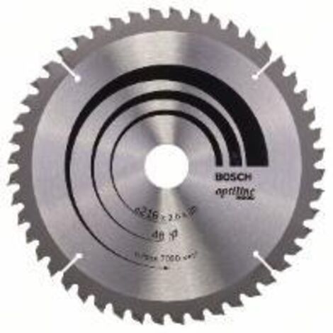Bosch – Lame de scie circulaire 216mm pour bois dur – Alésage 30mm – 48 dents – Denture alternée au carbure – Coupe nette et précise