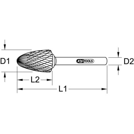 KS Tools 5153261 Fraise sur tige Carbure de tungstène Longueur 38.5 mm Dimension produit, Ø 3 mm