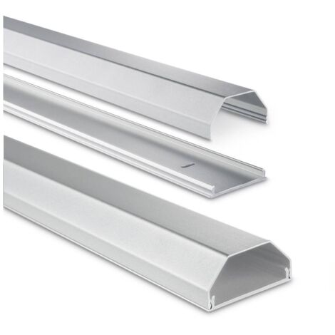 Passe-câble aluminium 1.1 m – Goulotte rigide pour 8 câbles – Montage à vis ou auto-adhésif – Couleur argent – Hama (1/4)