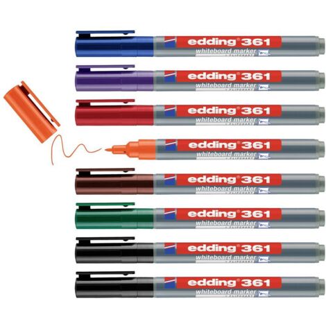 Edding 4-361-8-S2999 Set de marqueurs pour tableau blanc noir, rouge, bleu, vert, orange, marron, violet 8 pc(s) Q156763