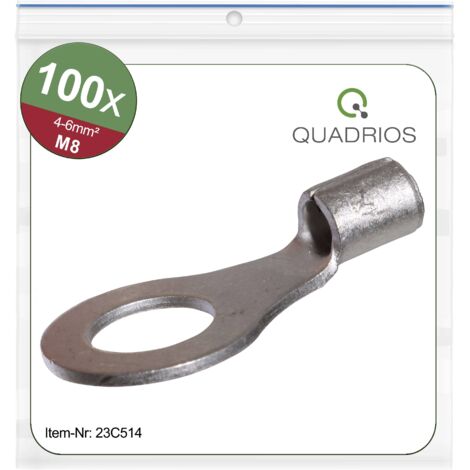 Quadrios 23C514 Cosse à oeillet Section max.=6 mm² Ø du trou=8.5 mm non isolé 100 pc(s) V908593 (1/5)