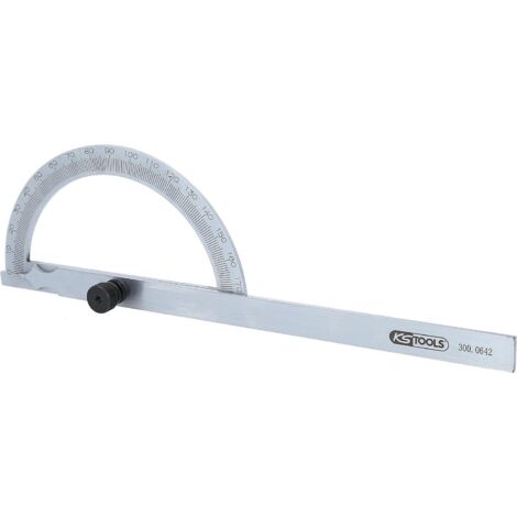 Ks Tools – Mesureur d'angle 3000642 – Longueur 200 mm – Largeur 170 mm – Acier inoxydable – Plage de mesure 0° à 180° – Graduation mécanique - X064612