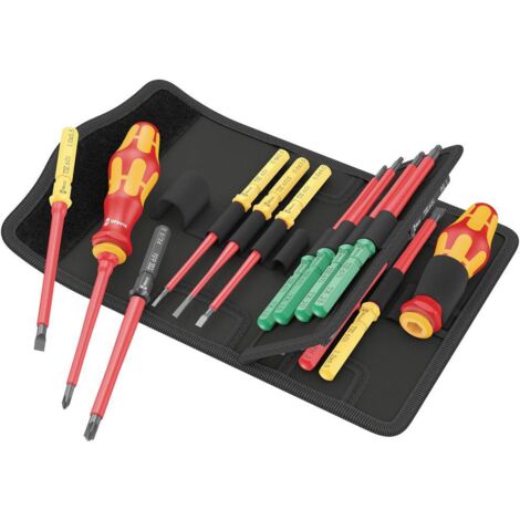 Wera – Coffret multi-outils 17 pièces – 5006611001 – Lames VDE interchangeables pour vis cruciformes, Pozidriv, TORX – Longueur de lame 157 mm