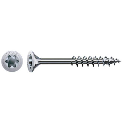 SPAX Vis à bois, 8 x 100 mm, 50 pièces, filetage partiel, tête fraisée, T-STAR plus T40, 4CUT, WIROX - 0191010801005