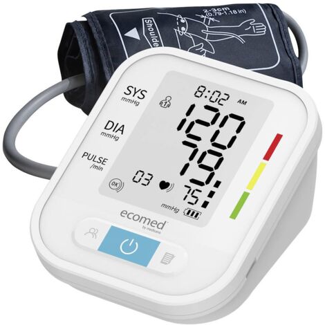 Tensiomètre bras Ecomed BU-95E – Grand écran – Mesure pression artérielle SYS 57-255 mmHg, DIA 25-195 mmHg – 23206 – Medisana (1/5)