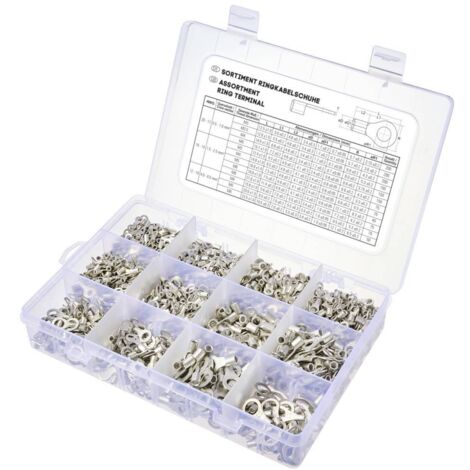 TRU COMPONENTS TC-11991844 Assortiment de cosses à oeillet non isolé 0.5 mm² 6 mm² argent 1440 pc(s) (1/3)