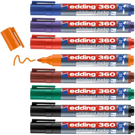 Edding 4-360-8-S2999 Set de marqueurs pour tableau blanc noir, rouge, bleu, vert, orange, marron, violet 8 pc(s) Q156743