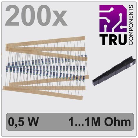 TRU COMPONENTS TC-12888472 T22P081 Jeu de résistances à couche métallique sortie axiale 0.5 W 1 % 200 pc(s) (1/2)