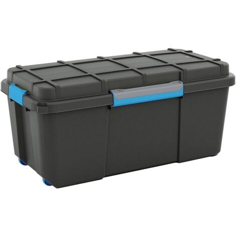 Boîte de rangement empilable 80 l – Dimensions 780 x 395 x 350 mm – Résistante à l'eau IP 55 – Avec couvercle et poignées ergonomiques – ABM - NOIR 1 PC