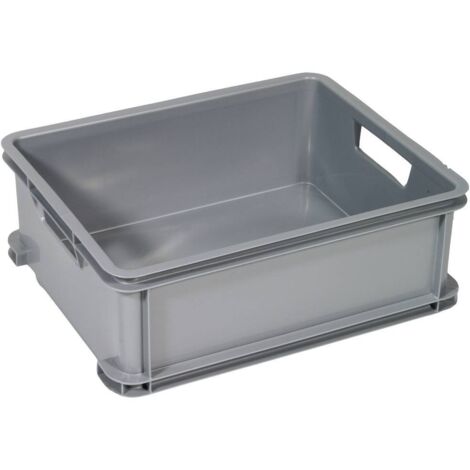 Curver – Boîte de rangement empilable 20L – Plastique argent – Dimensions 430 x 350 x 160 mm – Poignées stables et coins renforcés