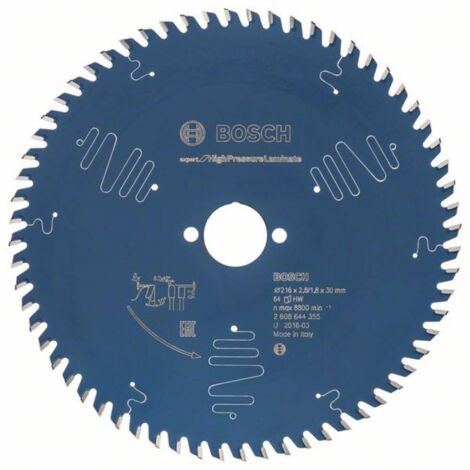 Bosch – Lame de scie circulaire 216 mm – 2608644355 – Alésage 30 mm – Épaisseur 1.8 mm – Nombre de dents 64 – Pour stratifié (1/6)