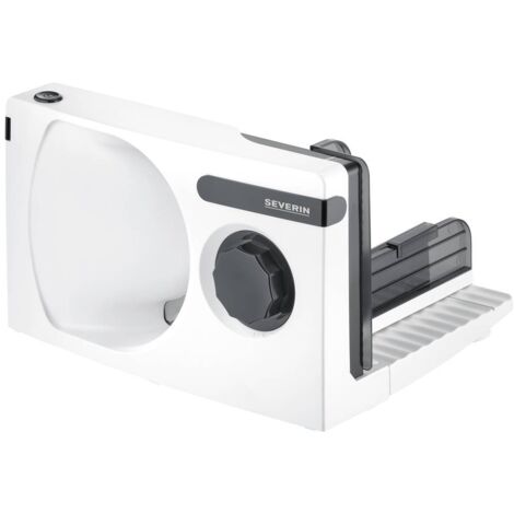 Trancheuse électrique 3912 100W – Lame inox RSG Solingen – Épaisseur de coupe ajustable 0 à 15 mm – Design compact blanc et noir – Severin - AS3912