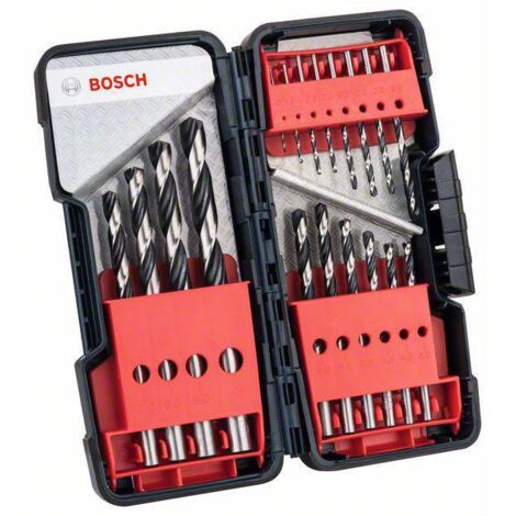 Bosch – Foret hélicoïdal HSS PointTeQ pour métal – Set de 18 pièces – Diamètres 1 à 10 mm – Conception auto-centrante pour perçage rapide