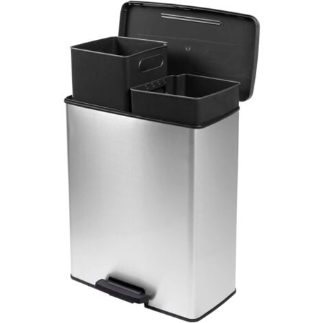Curver Deco bin slim 254619 Poubelle 52 l (l x H x P) 486 x 615 x 284 mm argent, noir 1 pc(s)