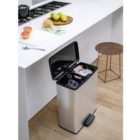 Curver Deco bin slim 254619 Poubelle 52 l (l x H x P) 486 x 615 x 284 mm argent, noir 1 pc(s)