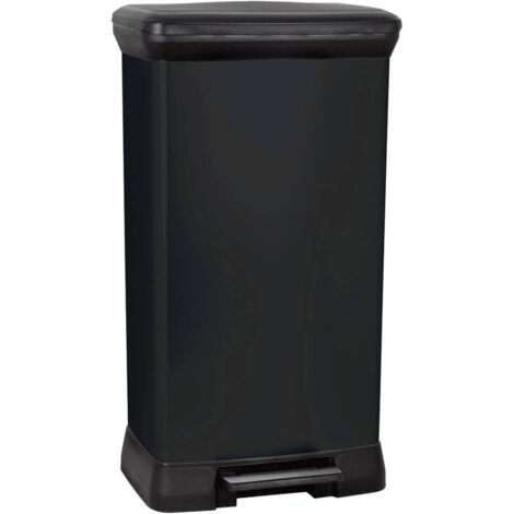 Curver – Poubelle à pédale 50 l – Dimensions 390 x 720 x 290 mm – Métal noir – Système Soft-close et support de sac intégré - NOIR 1 PC