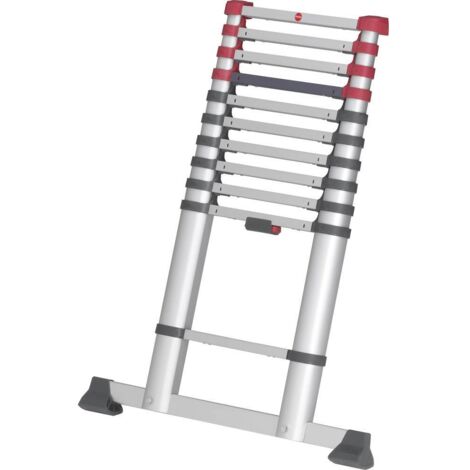 Hailo – Échelle télescopique aluminium 395 cm – 11 échelons – Charge max 150 kg – Système de déverrouillage à une main – Norme DIN EN 131